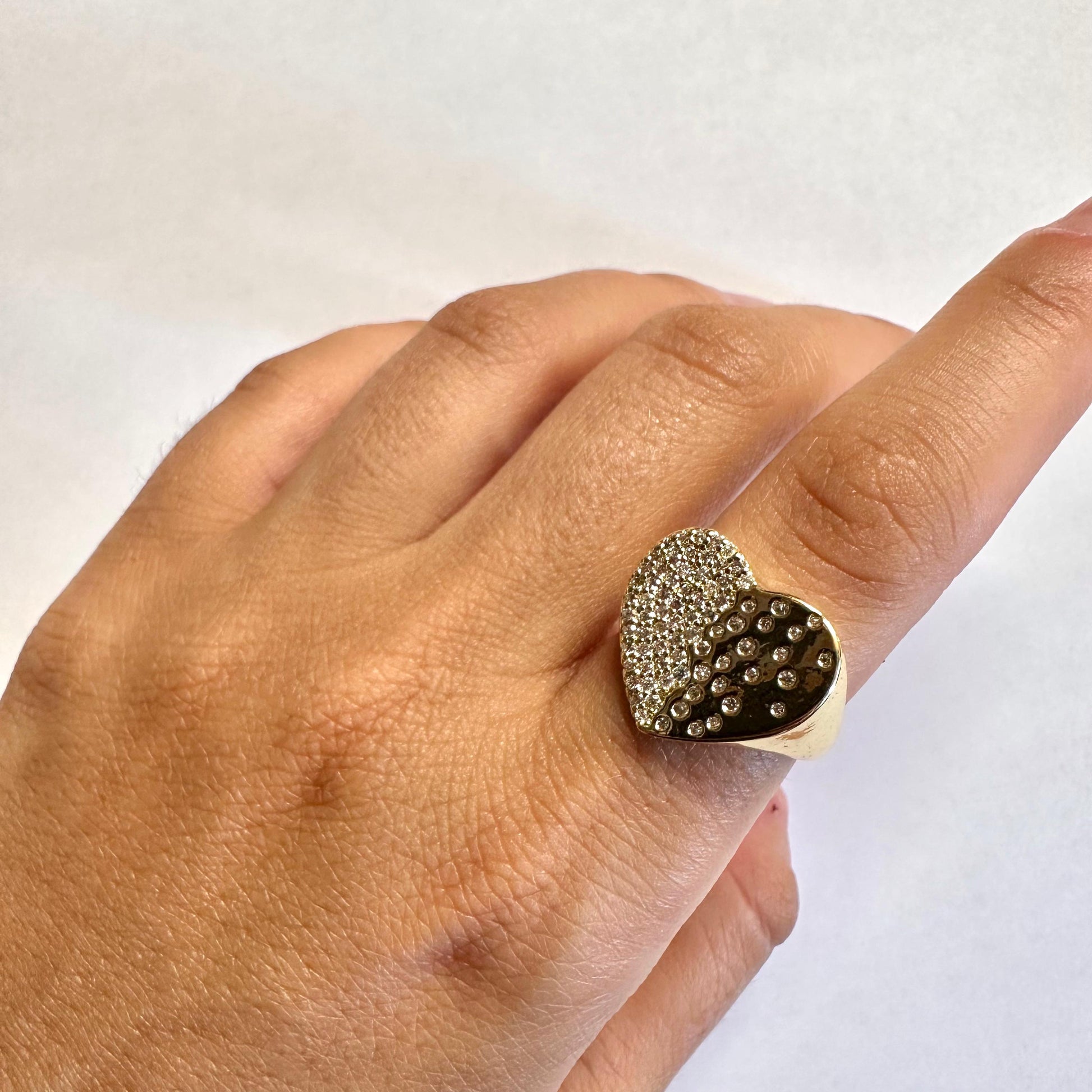 Anello Half Heart Zirconato Oro