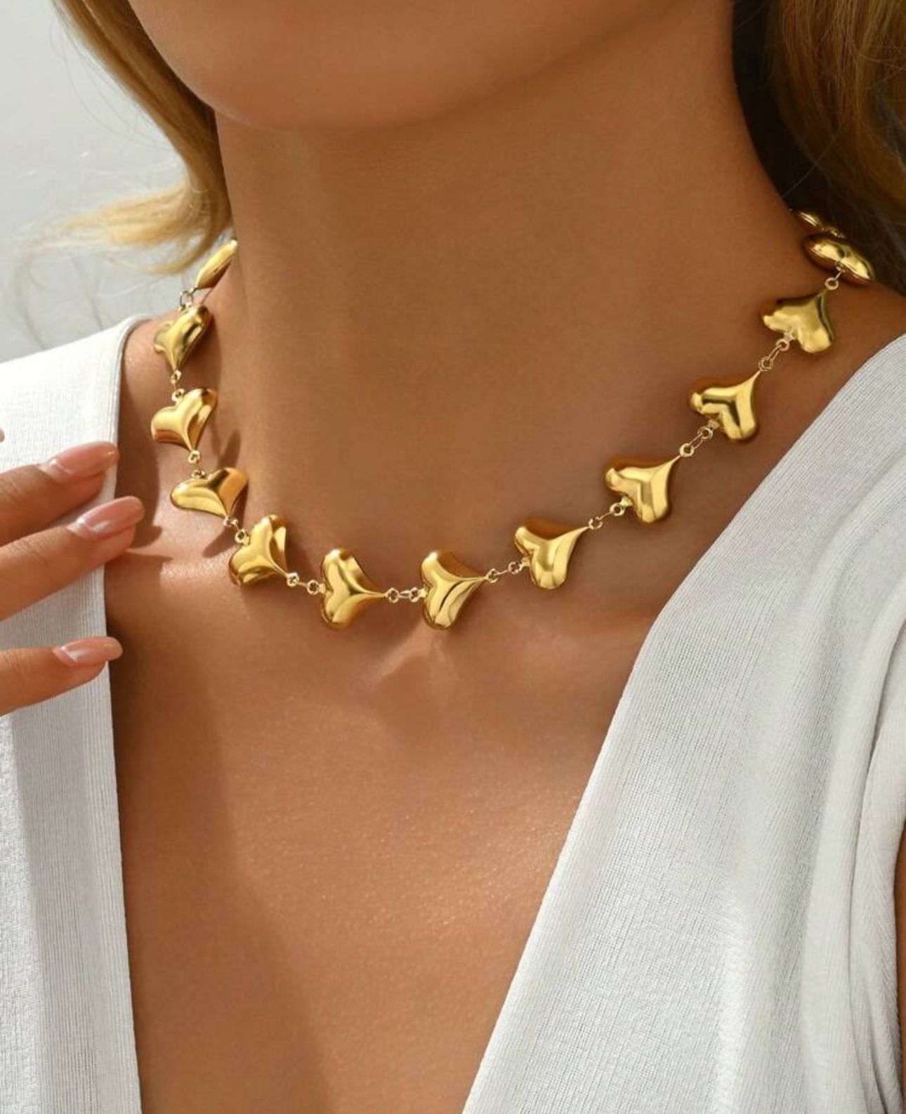 Collana Cuoricini Sonaglio Oro