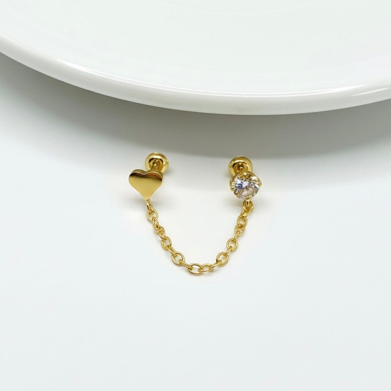 Orecchini Pendenti Cuore Oro