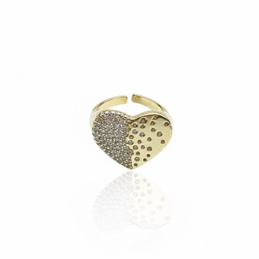 Anello Half Heart Zirconato Oro