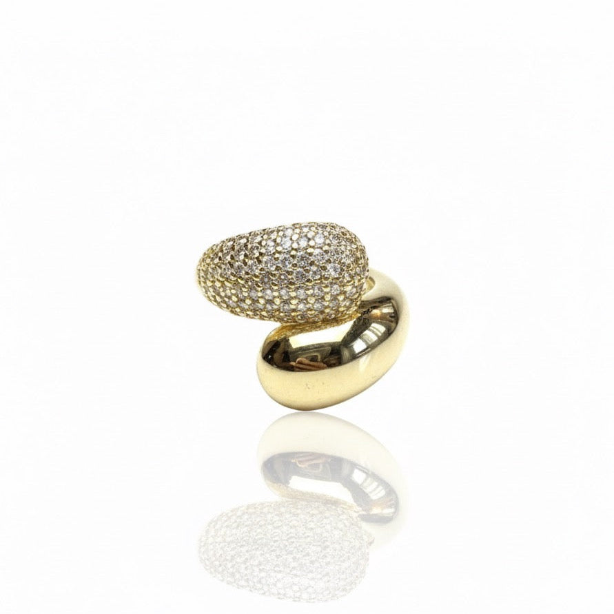 Anello Snake Big Zirconato Oro