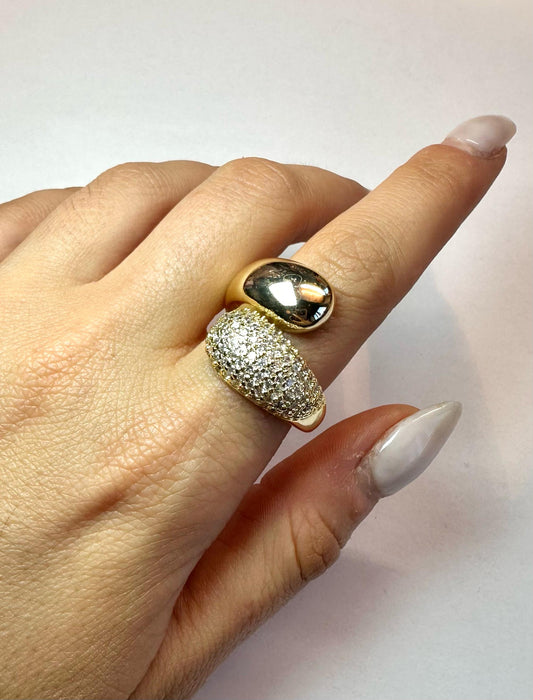 Anello Snake Big Zirconato Oro
