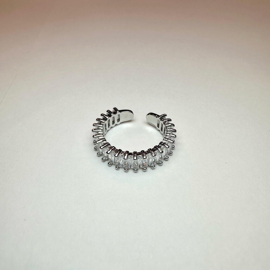 Anello Baguette Argento Bianco