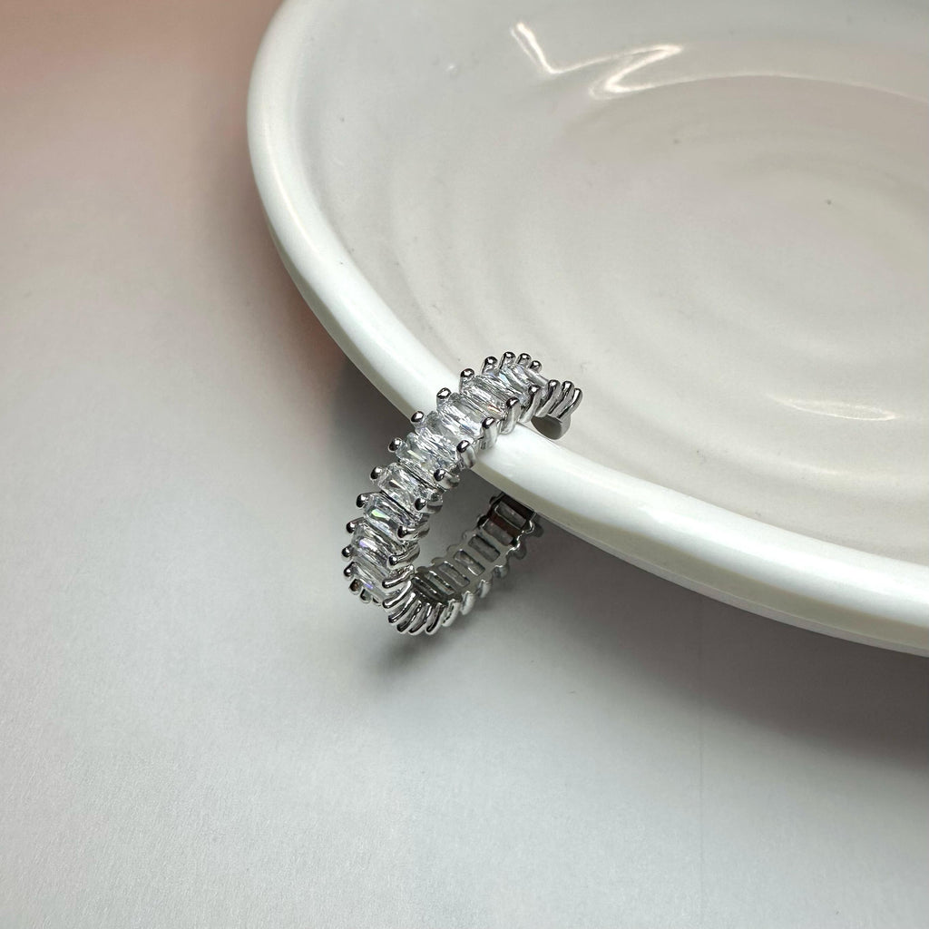 Anello Baguette Argento Bianco