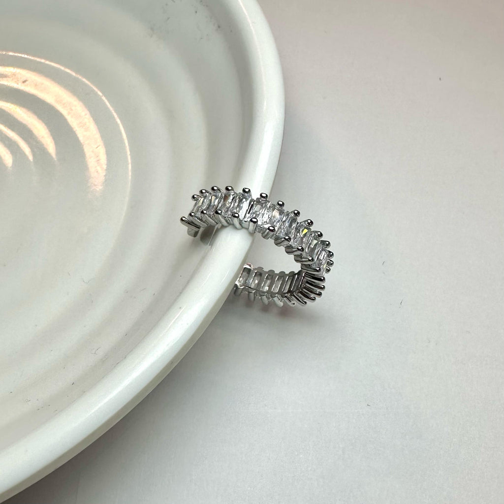 Anello Baguette Argento Bianco