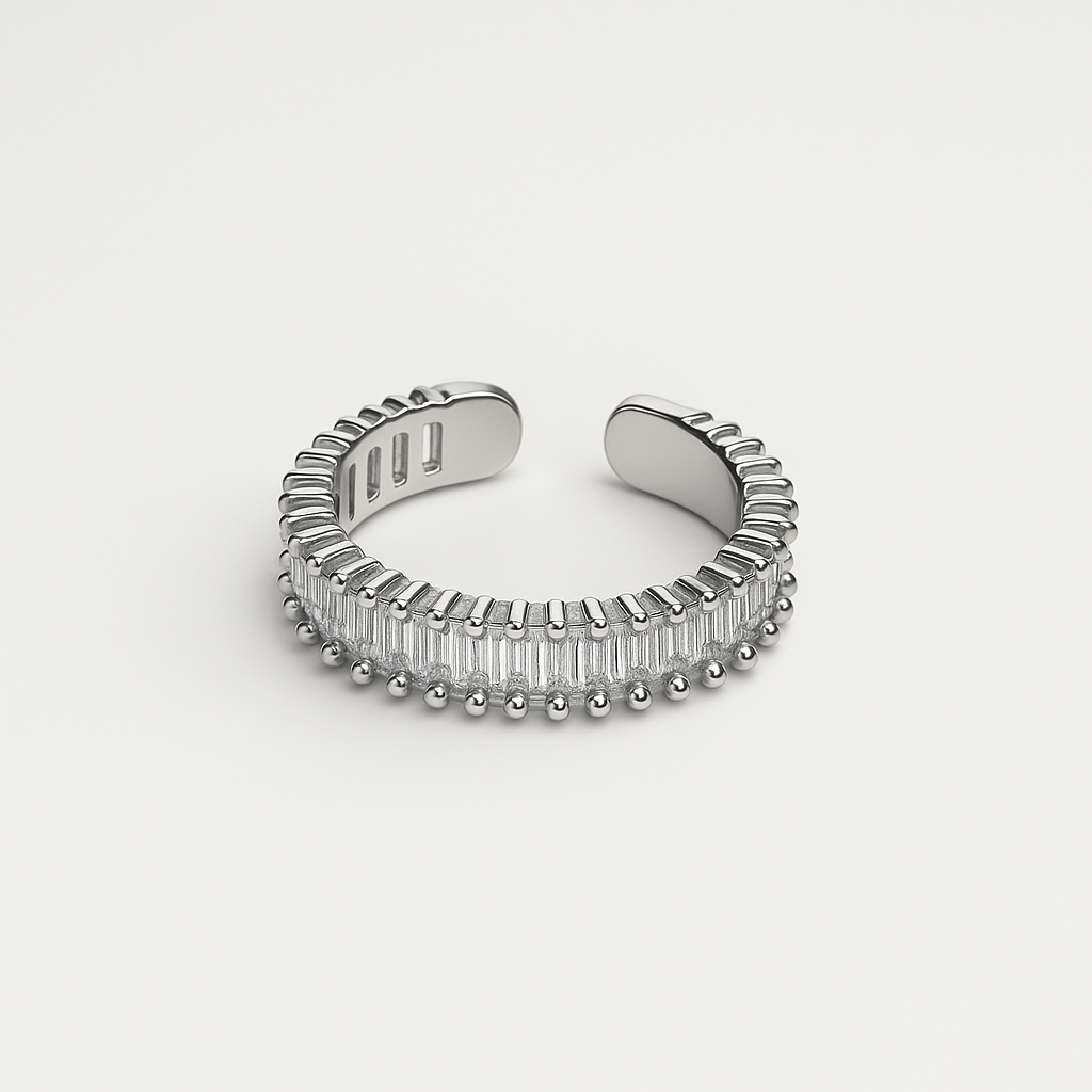 Anello Baguette Argento Bianco