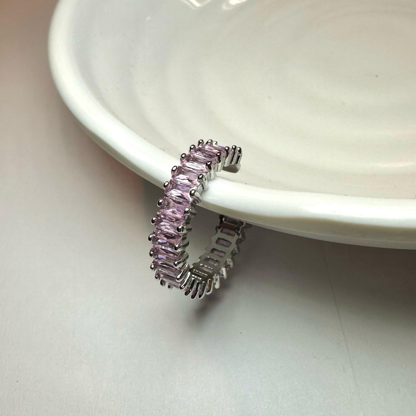 Baguette-Ring aus rosa Silber