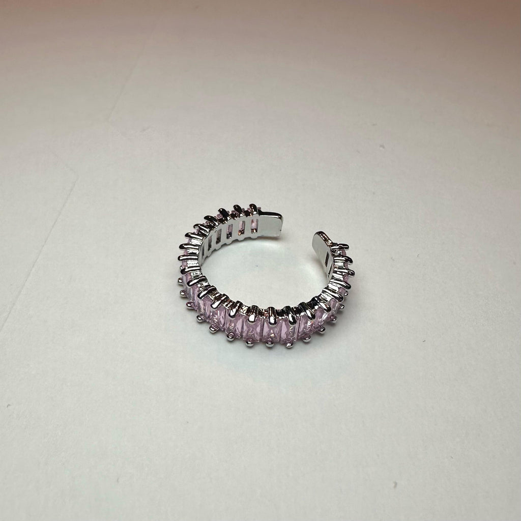 Baguette-Ring aus rosa Silber