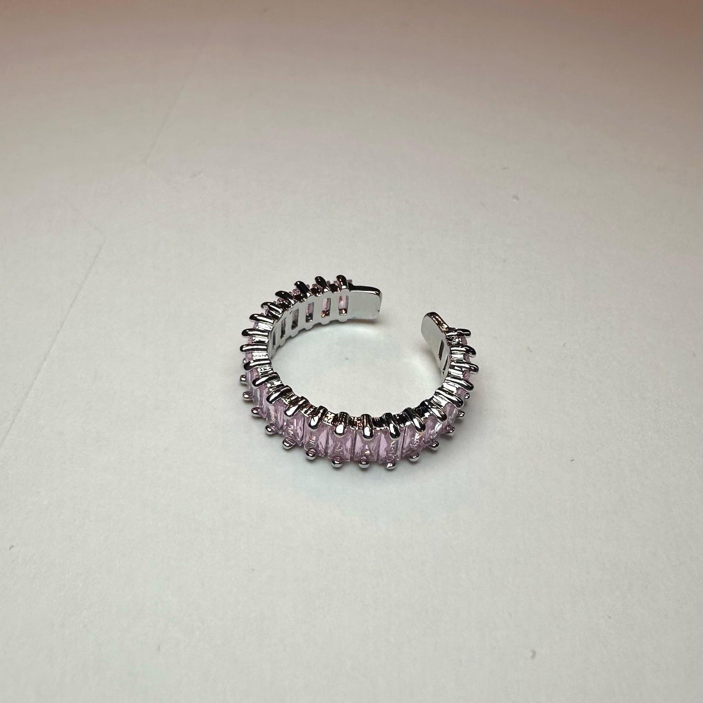 Baguette-Ring aus rosa Silber