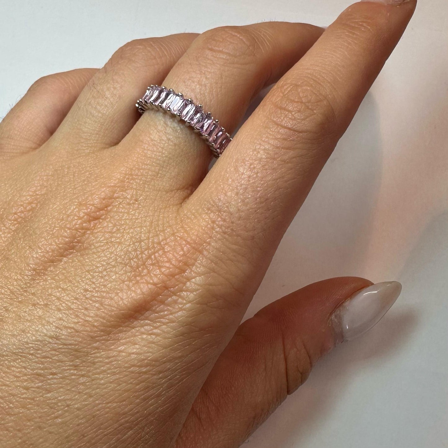 Baguette-Ring aus rosa Silber