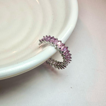 Baguette-Ring aus rosa Silber