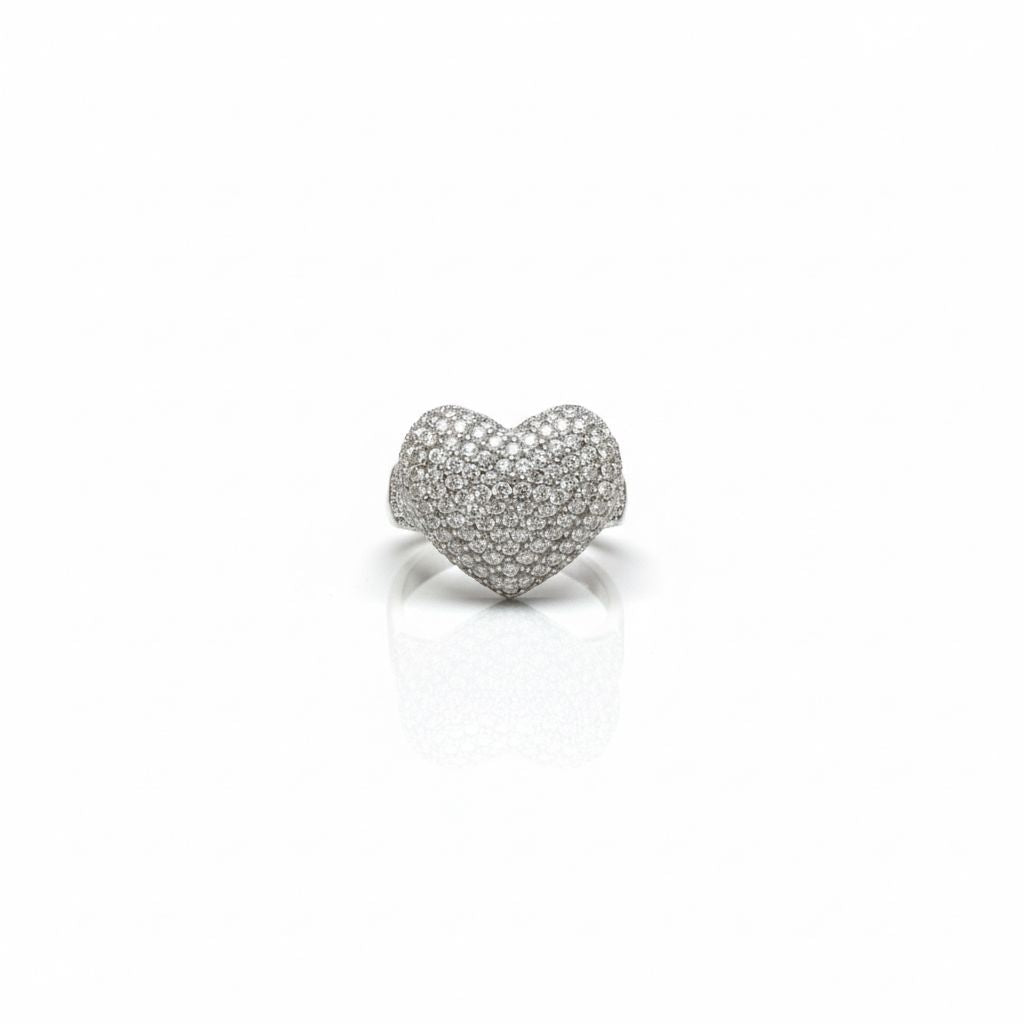Anello Cuore Pavè Argento