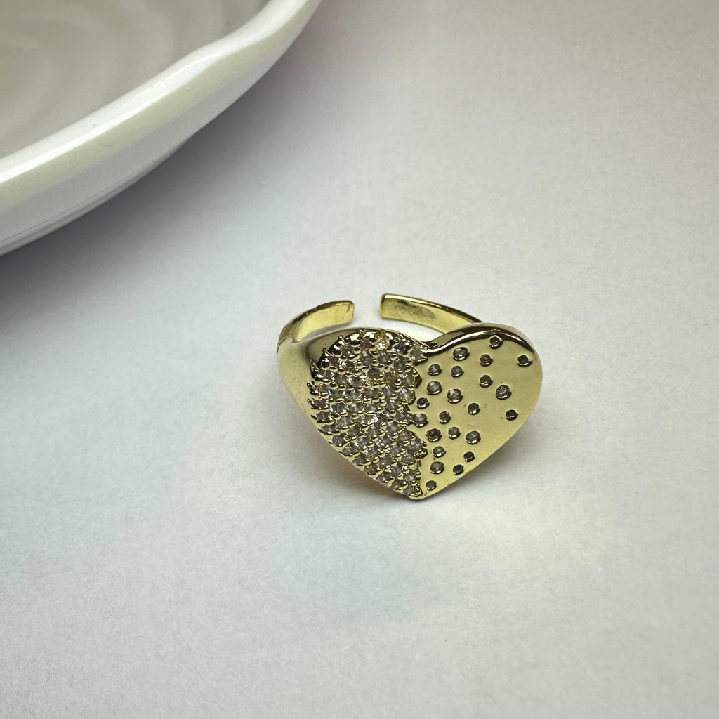 Anello Half Heart Zirconato Oro