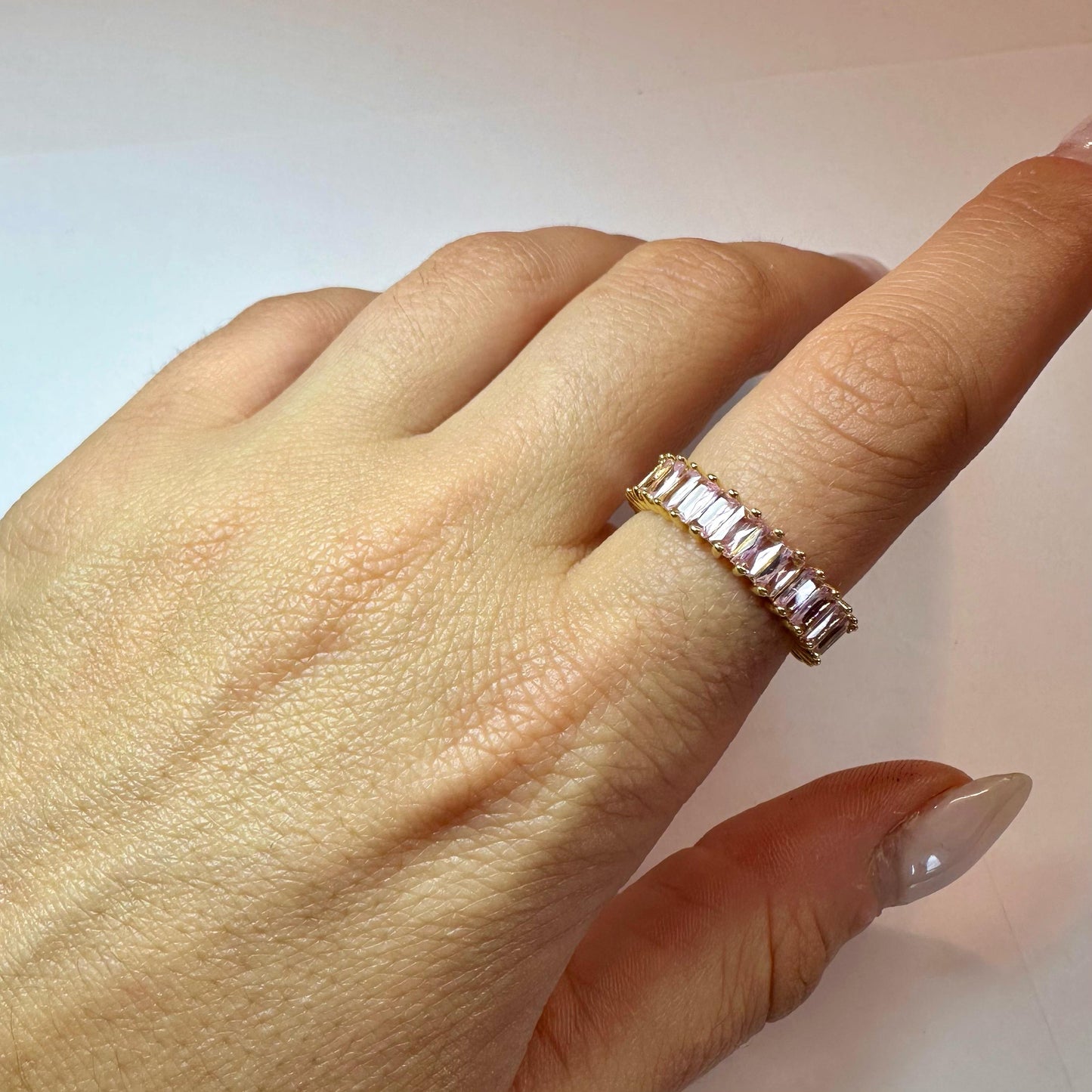 Anello Baguette Oro Rosa