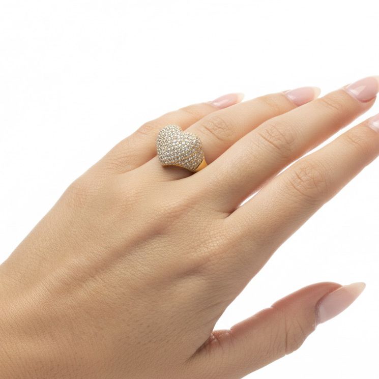 Anello Cuore Pavè Oro