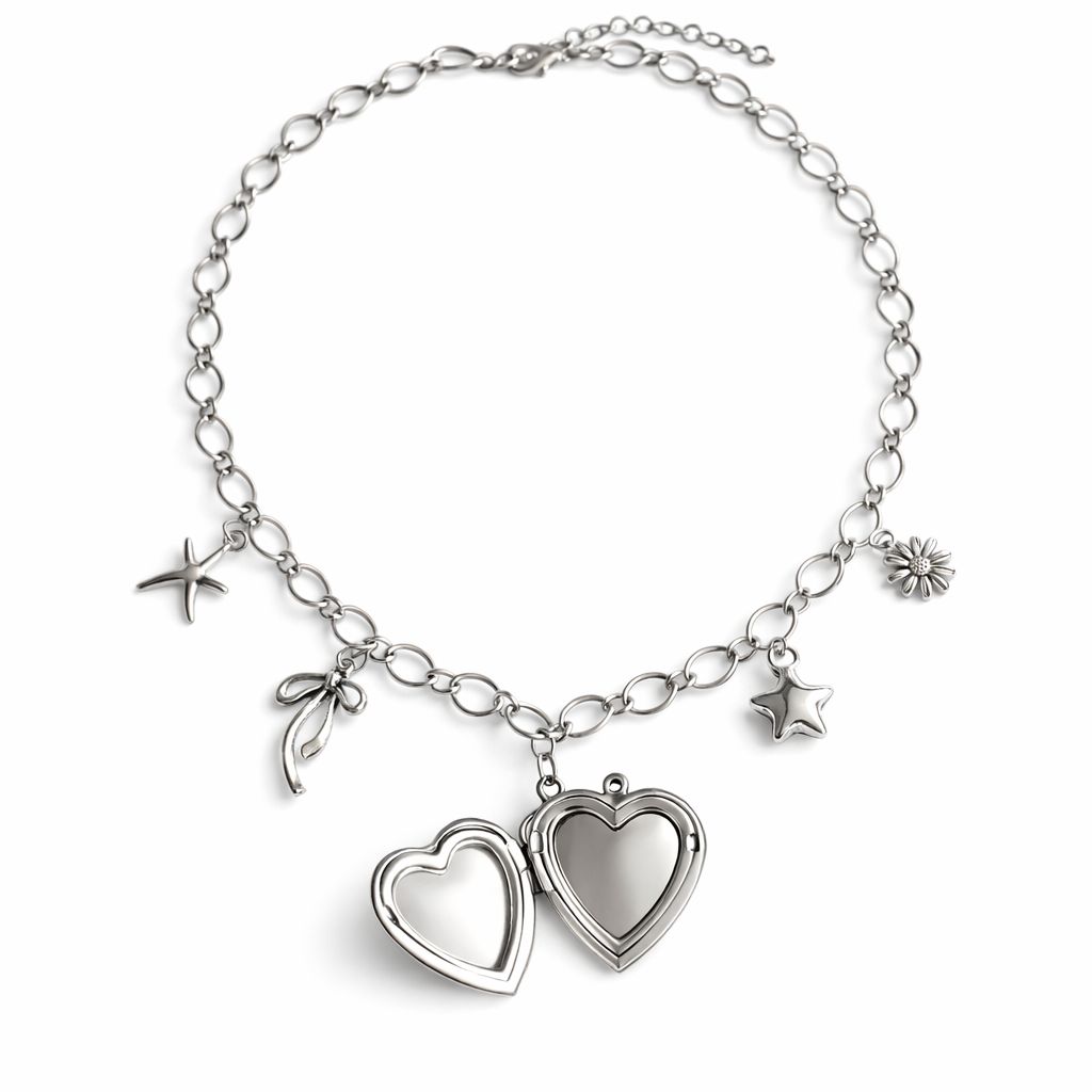 White Heart Necklace
