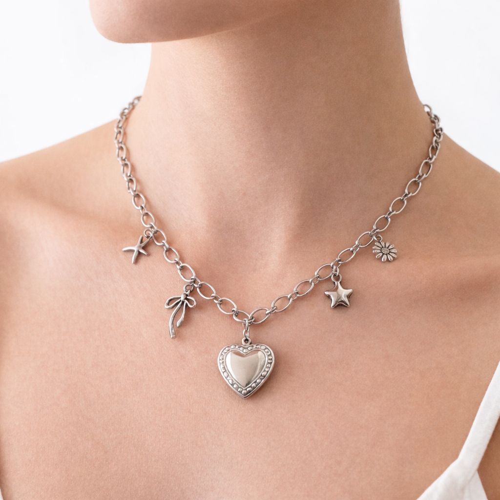 White Heart Necklace