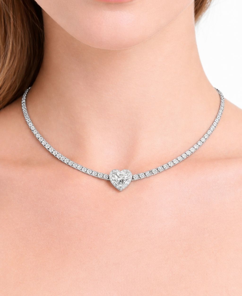 White Heart Necklace