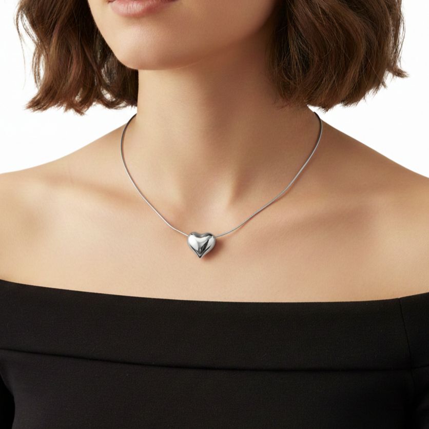 White Heart Necklace