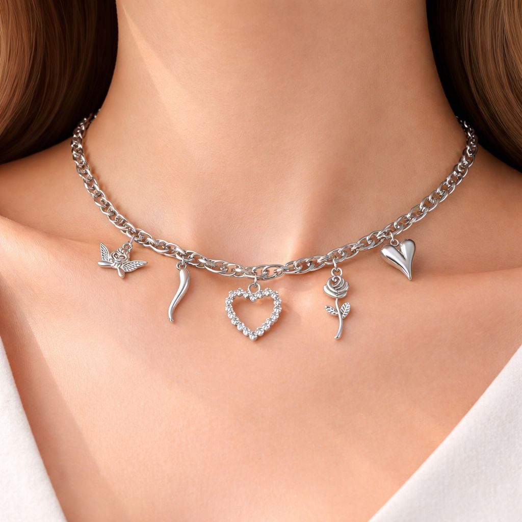 White Heart Necklace