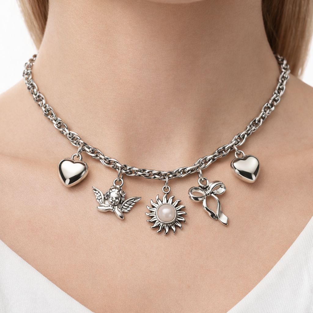 White Heart Necklace
