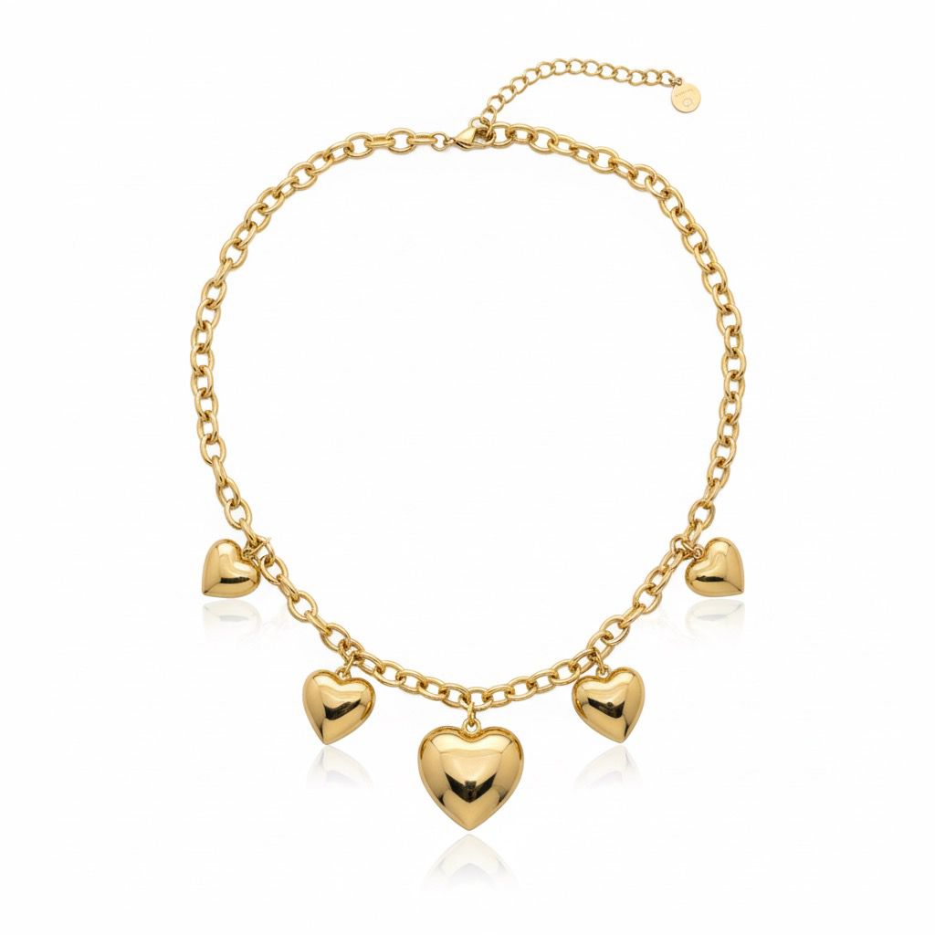 Collana Sonaglio Cuori Oro