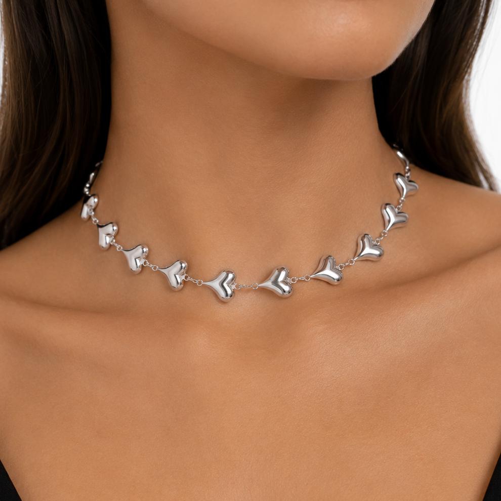 White Heart Necklace