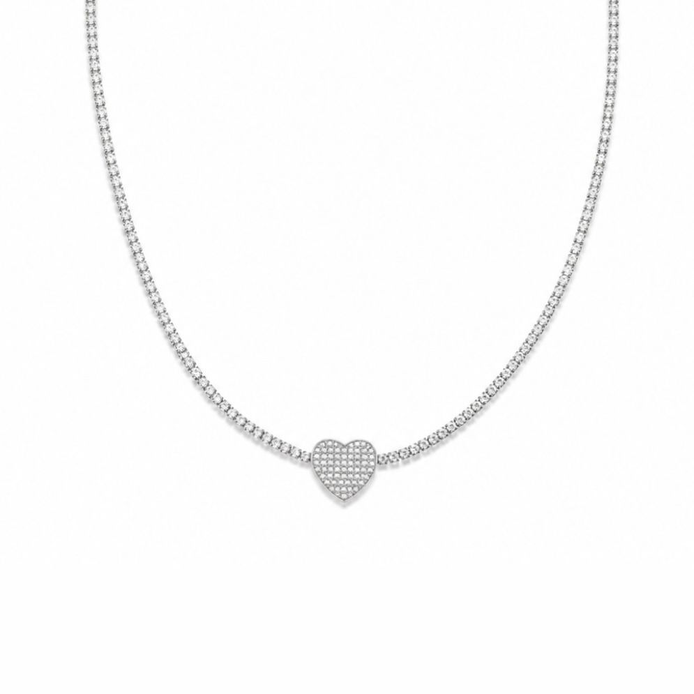White Heart Necklace
