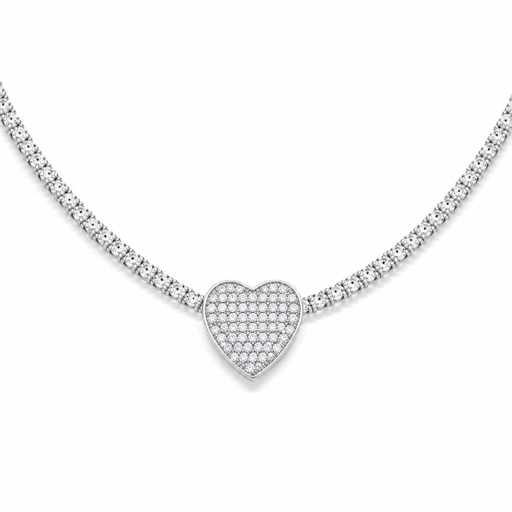 White Heart Necklace