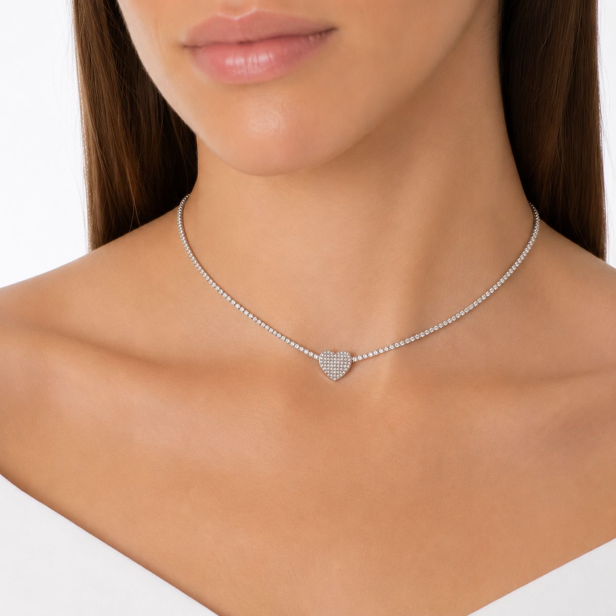 White Heart Necklace
