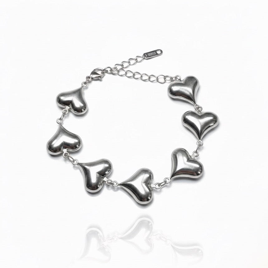 Bracciale Cuoricini Sonaglio Argento