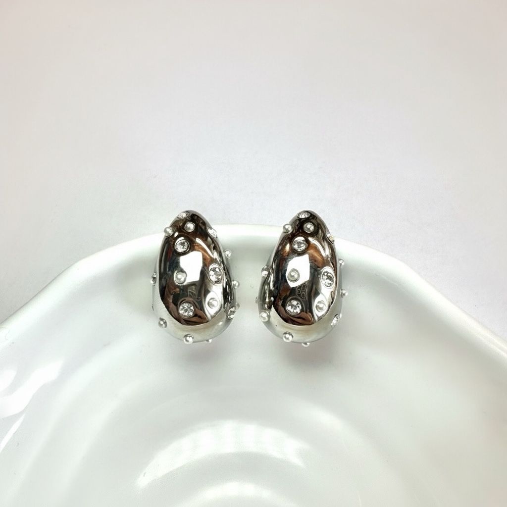 Orecchini Goccia Zirconi Argento