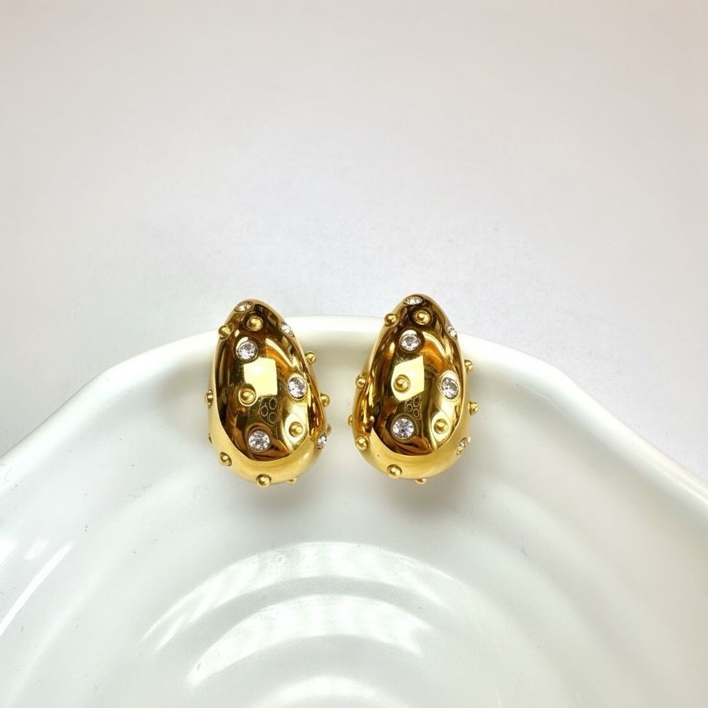 Orecchini Goccia Zirconi Oro