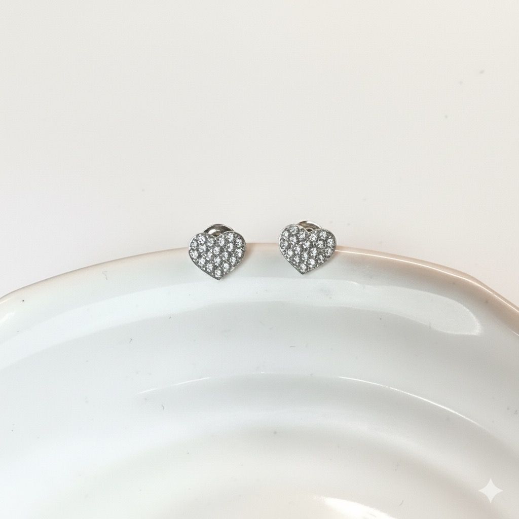 Orecchini Cuoricini Zirconati Argento