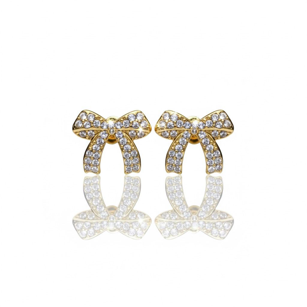 Orecchini Fiocco Zirconati Oro