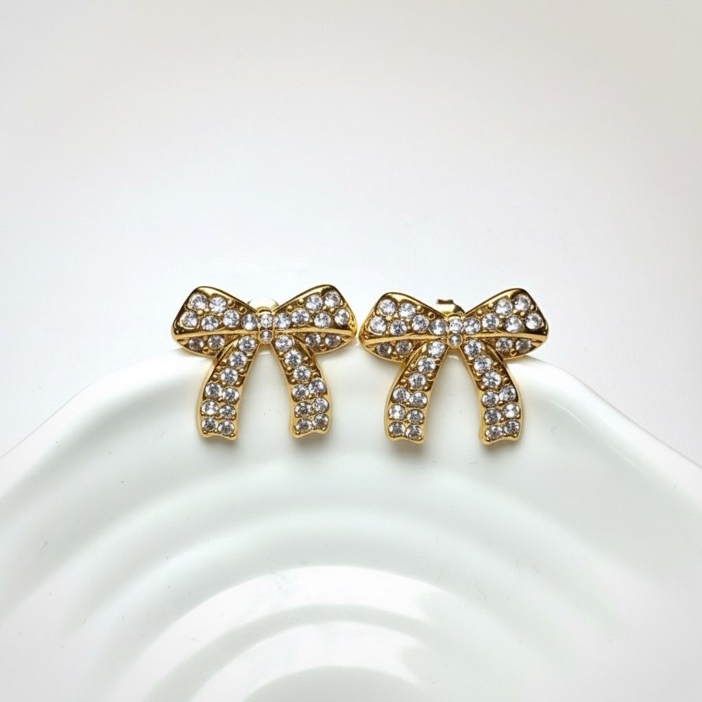 Orecchini Fiocco Zirconati Oro