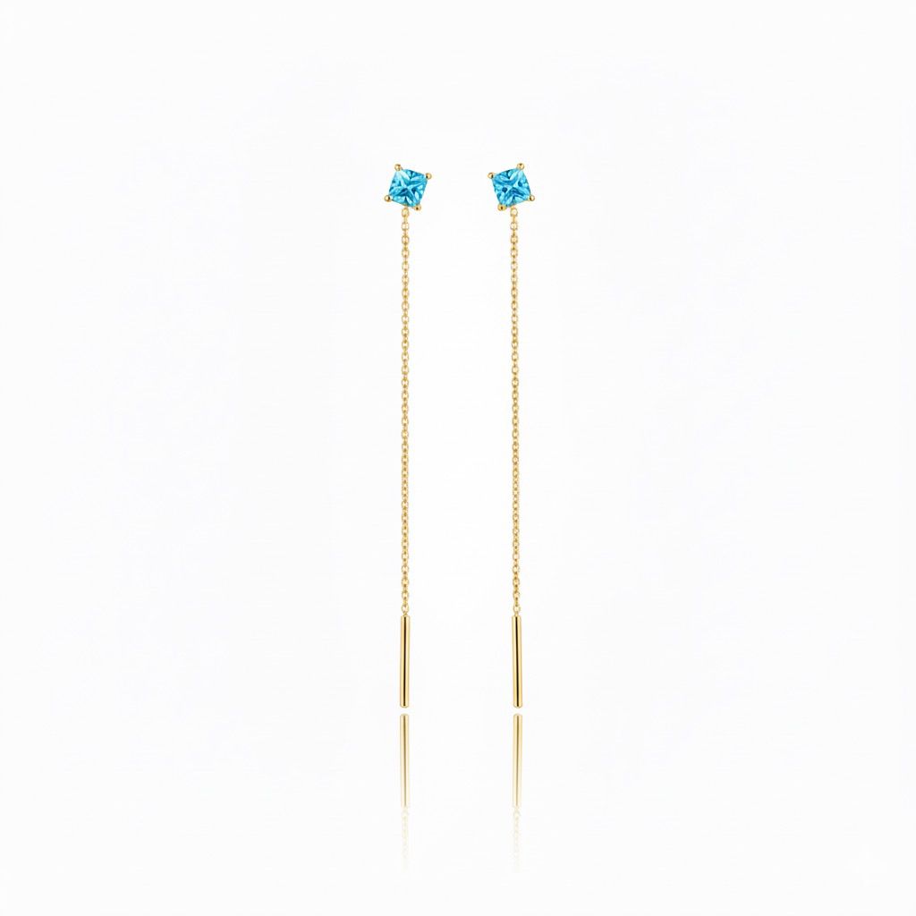 Orecchini Sali e Scendi Diamond Azzurro Oro