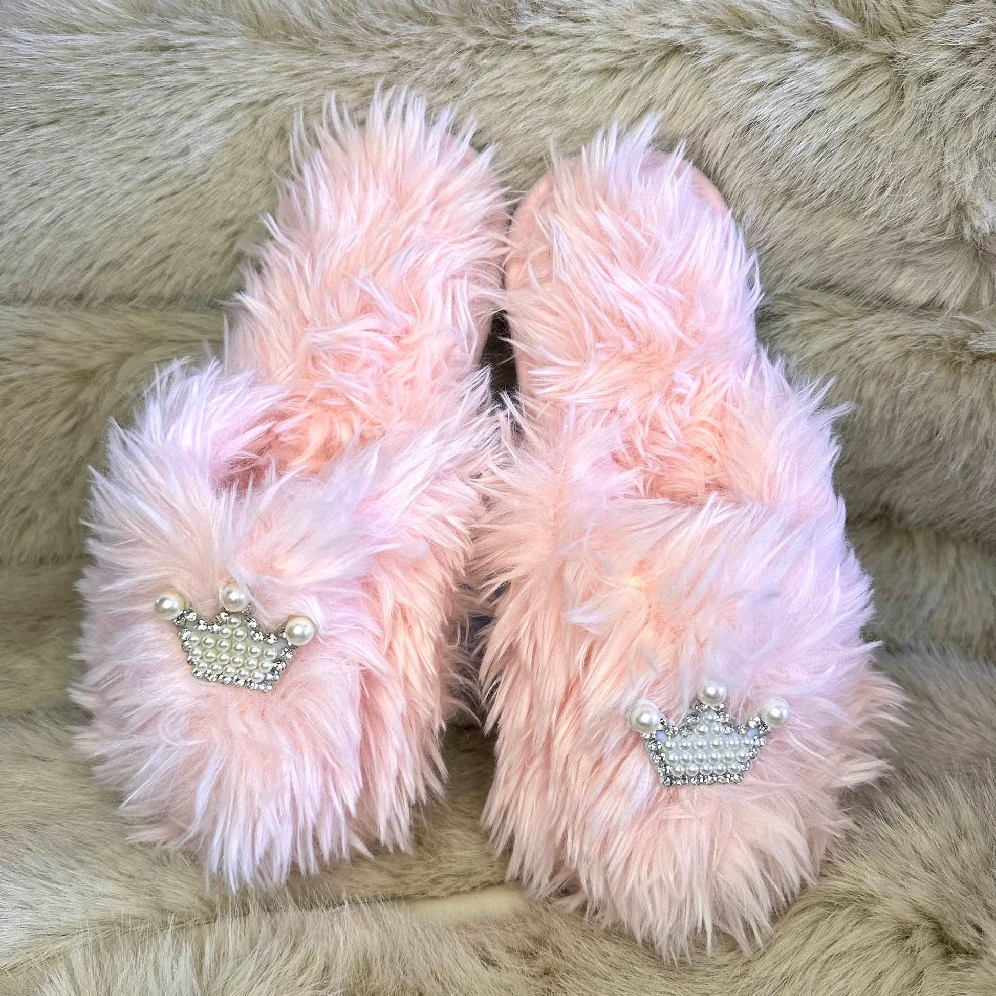 Pantofole Peluche corona rosa aperte