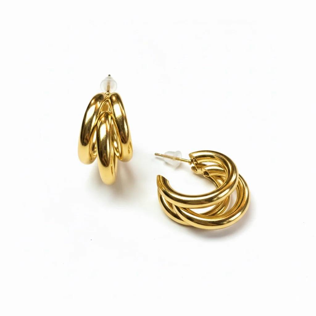 Triple silver earrings