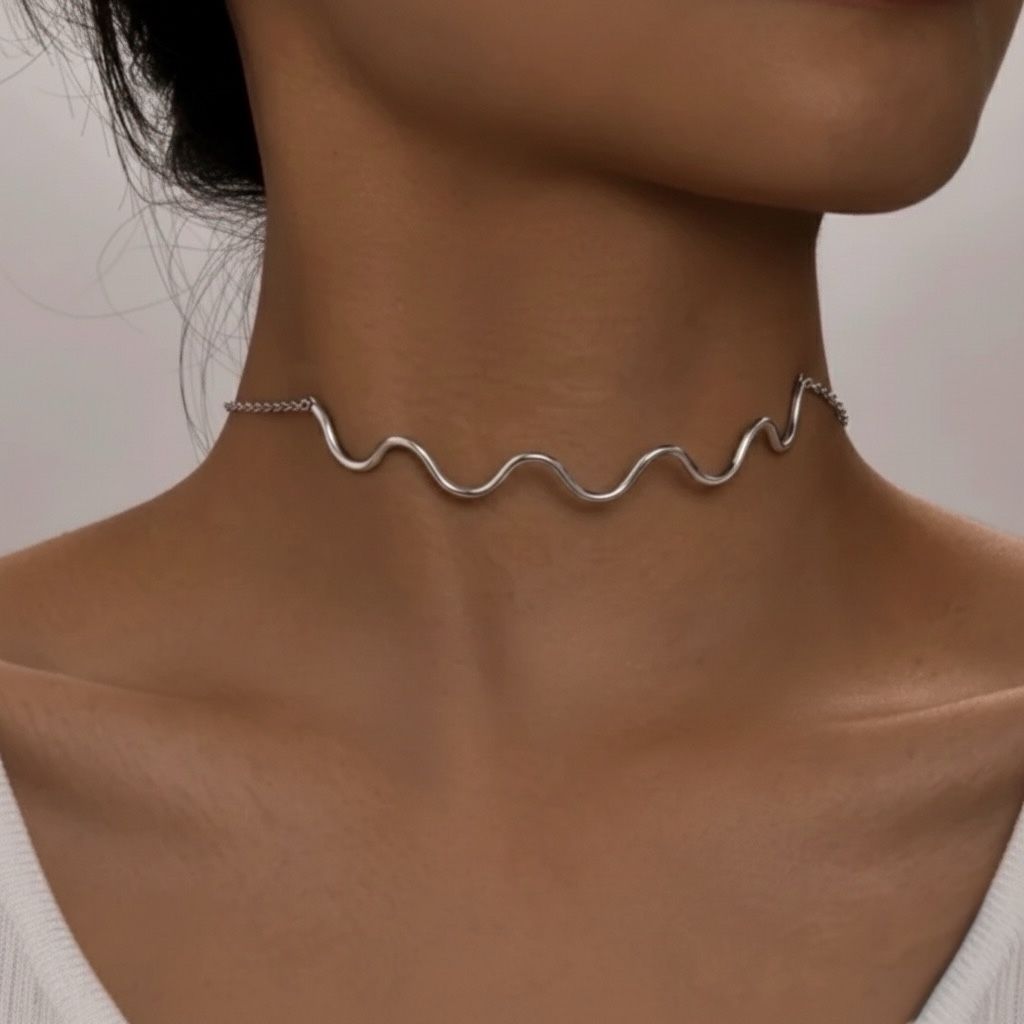 Collana Girocollo Onda Argento