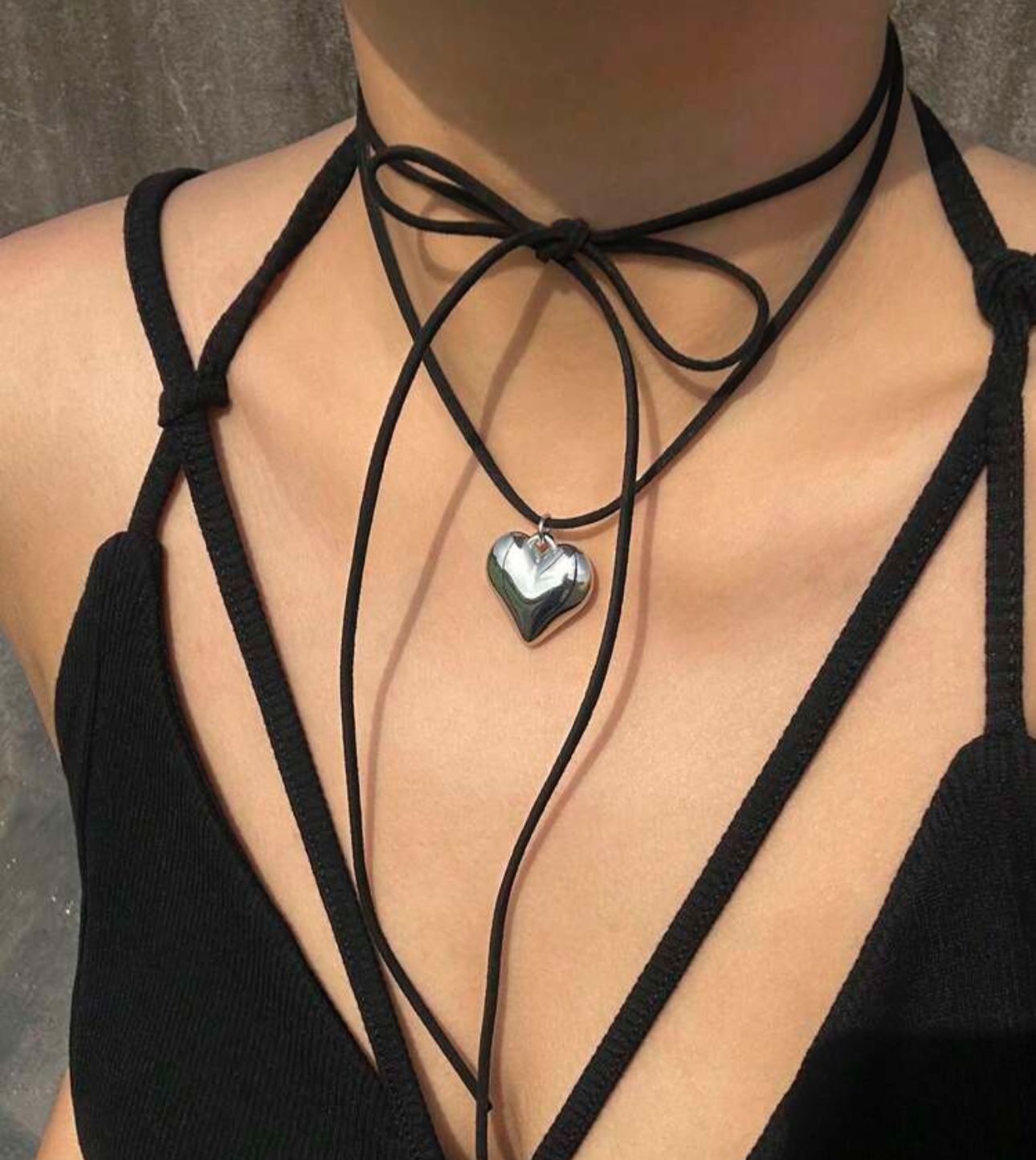 Collana Choker Heart Argento