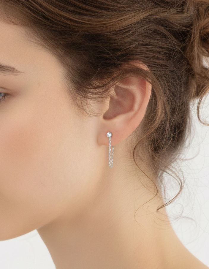 Orecchini Chain Punto Luce Argento