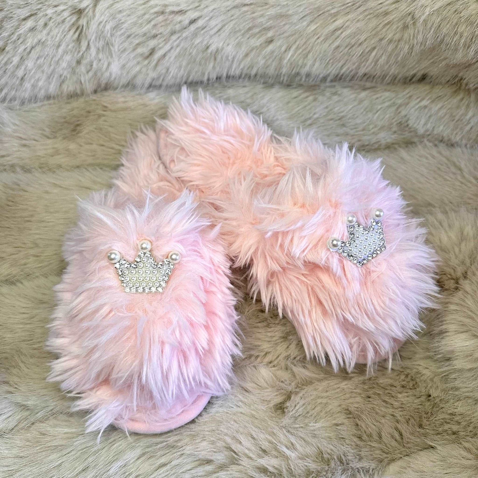 Pantofole Peluche corona rosa aperte