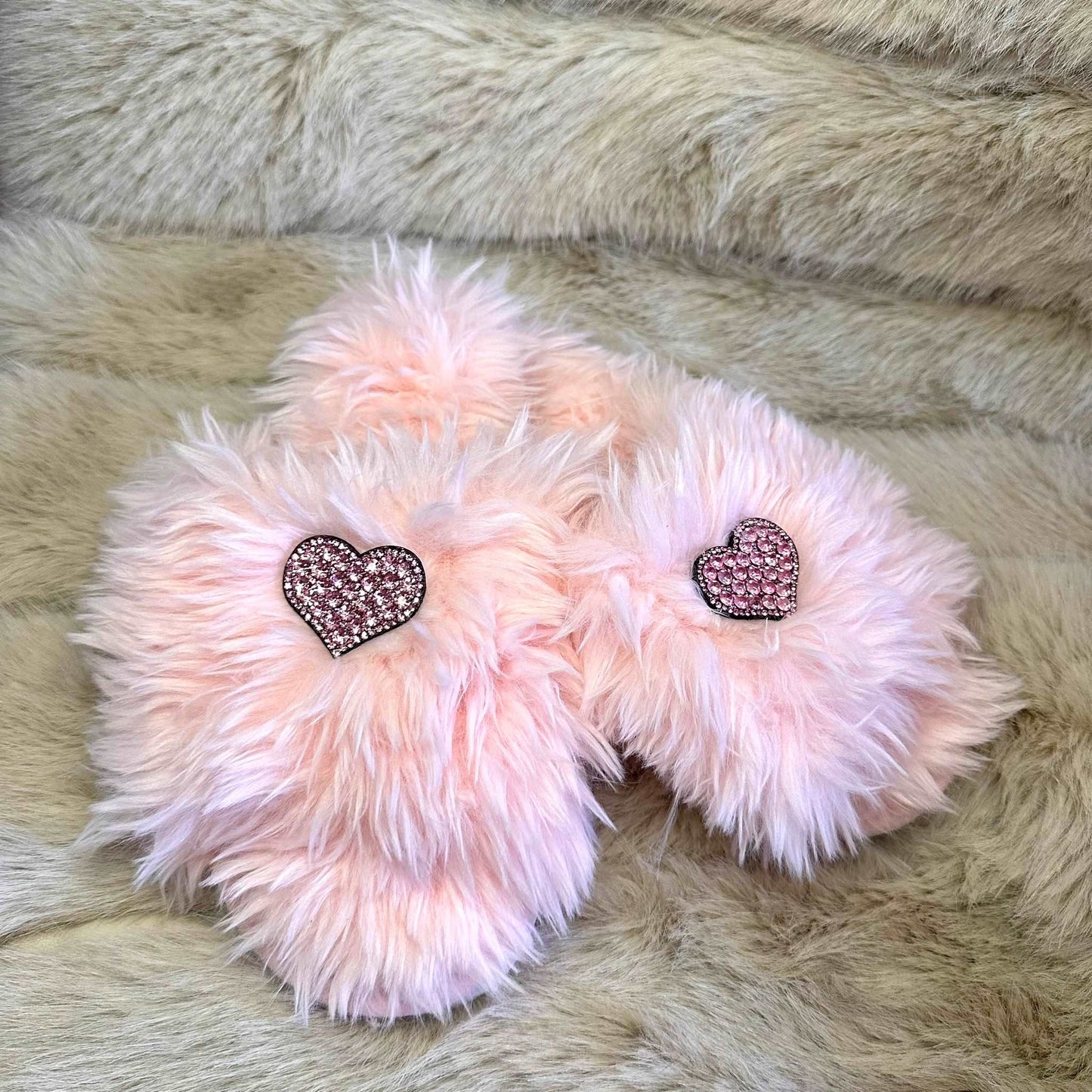 Pantofole Peluche cuore rosa