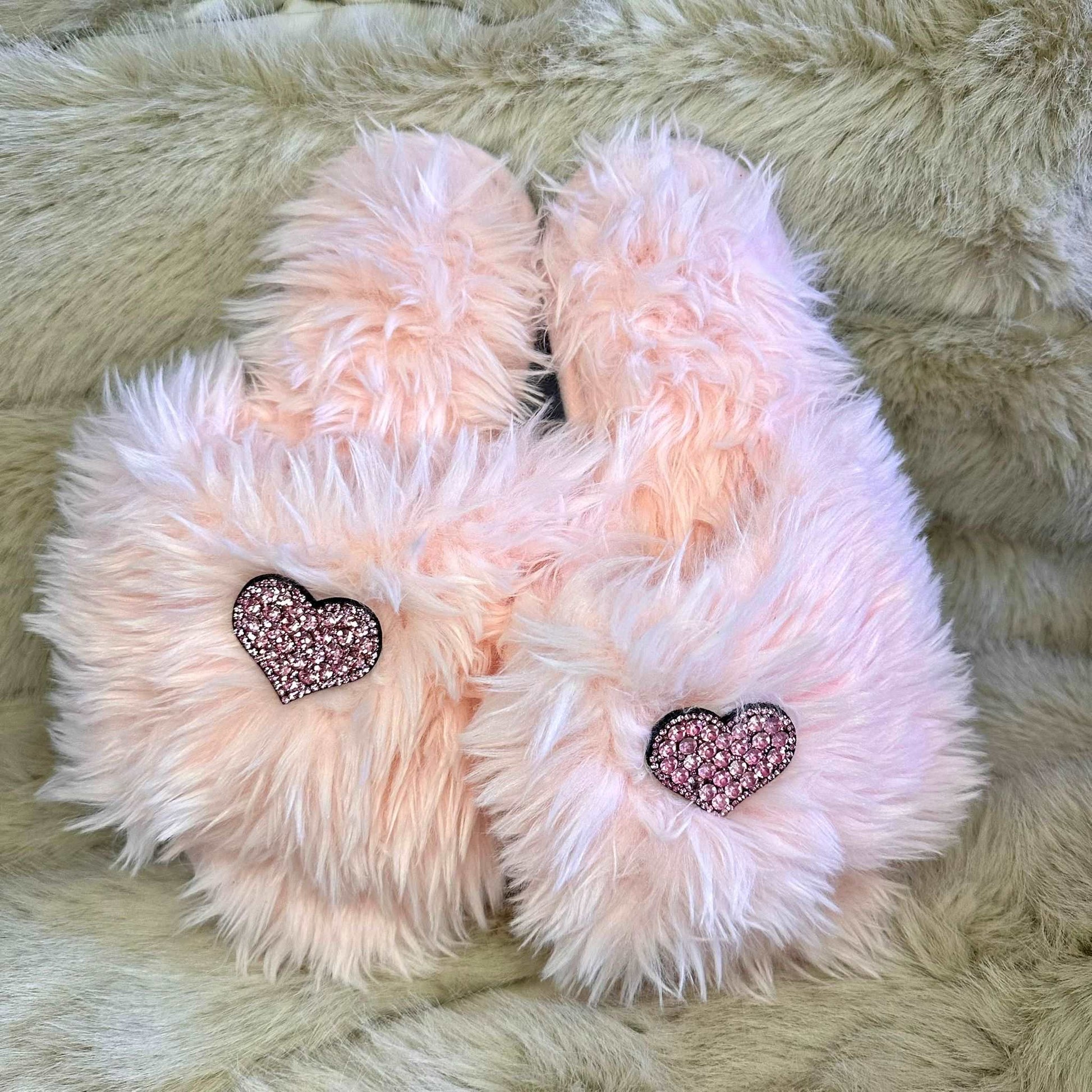 Pantofole Peluche cuore rosa